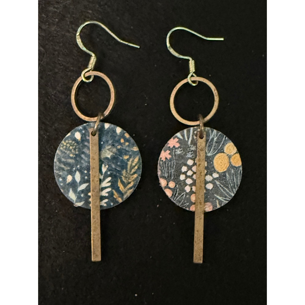 Boho Botanical Mixed Media Earrings with 925 Sterling Silver Hooks Cottagecore